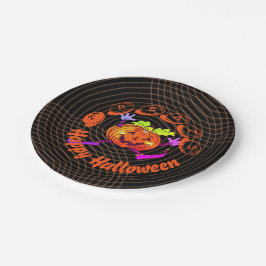 踊りハッピーパンプキンハロウィーン ペーパープレート