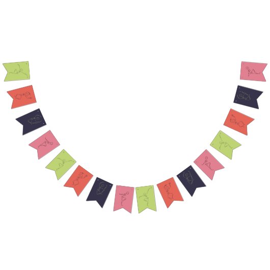 踊りハロウィーンスケルトン バンティングフラッグ (全)