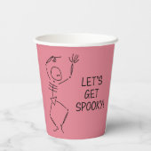 踊りハロウィーンスケルトン – ピンク 紙コップ (裏面)