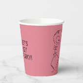 踊りハロウィーンスケルトン – ピンク 紙コップ (左)