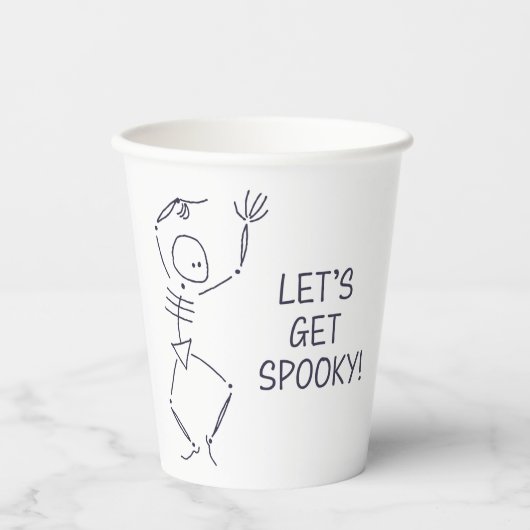 踊りハロウィーンスケルトン – 白 紙コップ (正面)