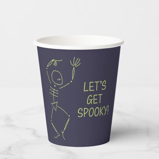 踊りハロウィーンスケルトン – 紫 紙コップ (正面)