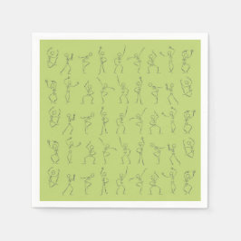 踊りハロウィーンスケルトン – 緑 スタンダードカクテルナプキン