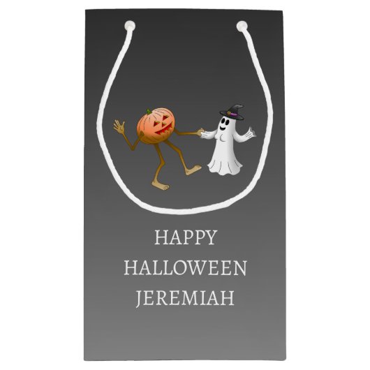 踊りハロウィーンパンプキンアンド幽霊 スモールペーパーバッグ (裏面)