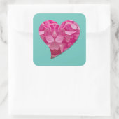踊りハートピンクアジサイ花オンティール（緑がかった色）ブルー スクエアシール (バッグ)