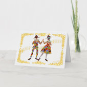 踊りハーレクイン（白） 箔グリーティングカード (正面)