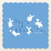 踊りバニー男の子だ！ブルーベビーシャワー ペーパーコースター (正面)