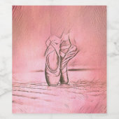 踊りバレエシューズピンクバレリーナ ワインラベル (シングルラベル)