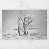 踊りバレエシューズモノクロバレリーナ リキュールボトルラベル (シングルラベル)