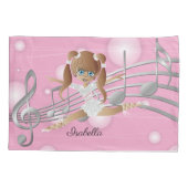 踊りバレリナガールブルネット 枕カバー (裏面)