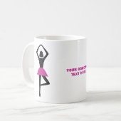 踊りバレリナブラック、ホットピンクカスタム色 コーヒーマグカップ (正面左)