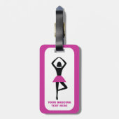 踊りバレリナブラック、ホットピンクカスタム色 ラゲッジタグ (裏面縦)