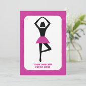 踊りバレリナブラック、ホットピンクカスタム色 招待状 (スタンド正面)