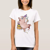踊りバースデーパーティーピグとケーキ&カクテル Tシャツ (正面)