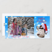 踊りパーソナライズされたペンギンクリスマス シーズンカード (正面/裏面)