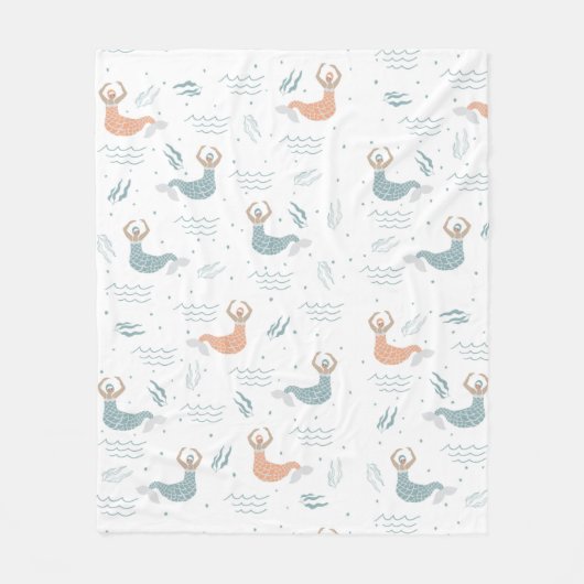 踊りパーソナライズされたマーメイドイラストレーションシー フリースブランケット (正面)