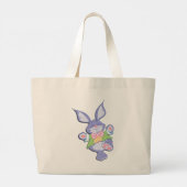 踊りパープルイースターバニーミント ラージトートバッグ (裏面)