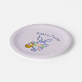 踊りパープルイースターバニーラベンダー ペーパープレート (アングル)