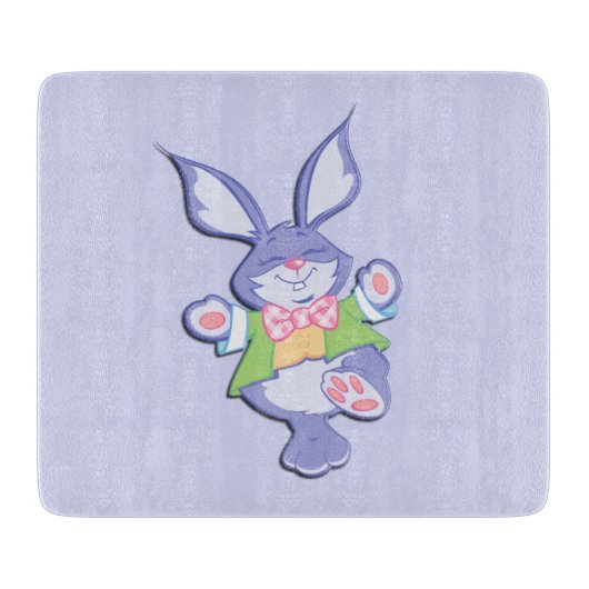 踊りパープルイースターバニー カッティングボード (正面)