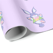 踊りパープルイースターバニー ラッピングペーパー (ロールコーナー)