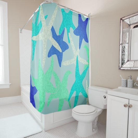 踊りヒトデシャワーカーテン シャワーカーテン (インサイチュ)