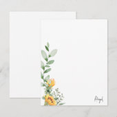 踊りヒマワリ名前をカスタムするユーカリ サンキューカード (正面/裏面)