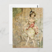 踊りビクトリアンガールシート音楽はがき ポストカード (正面/裏面)