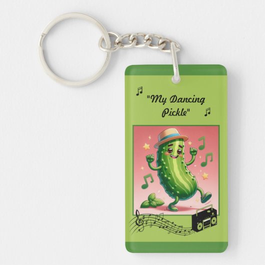 踊りピクルとブームボックス キーホルダー (正面)