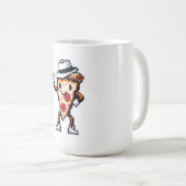 踊りピザスライスおもしろい- Pixel Art Foodデザイン コーヒーマグカップ (正面右)