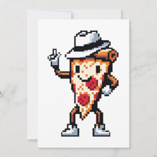 踊りピザスライスおもしろい- Pixel Art Foodデザイン シーズンカード