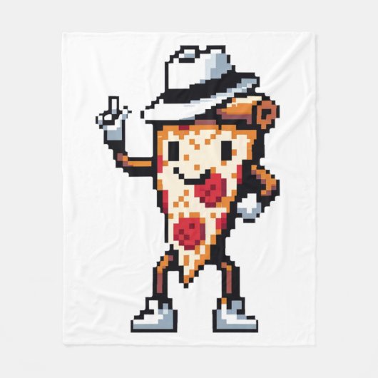 踊りピザスライスおもしろい- Pixel Art Foodデザイン フリースブランケット (正面)