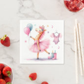 踊りピンクキリン誕生日パーティー スタンダードカクテルナプキン (インサイチュ)