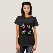 踊りピンクトンボ模様 Tシャツ (正面フル)