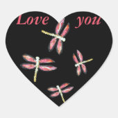 踊りピンクトンボ ハートシール (正面)