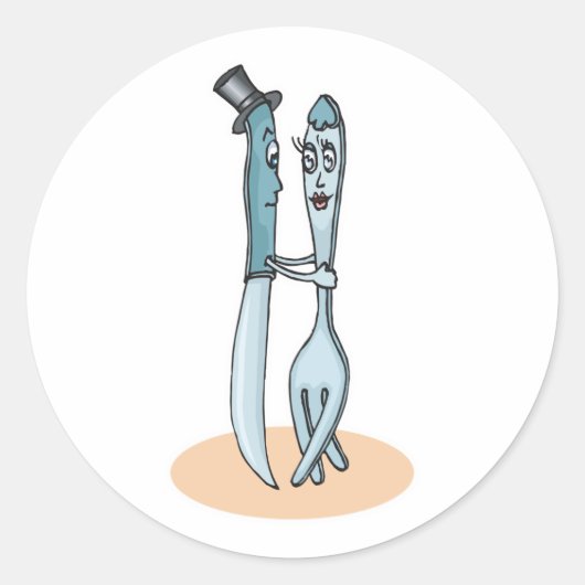 踊りフォーク及びナイフ ラウンドシール (正面)