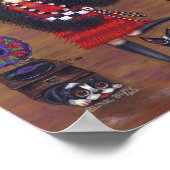 踊りフラッパーガールボストンテリアードッグ蓄音機 ポスター (角)