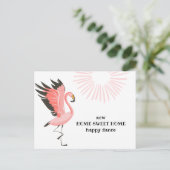 踊りフラミンゴ新しいアドレスの移動 案内ポストカード (スタンド正面)