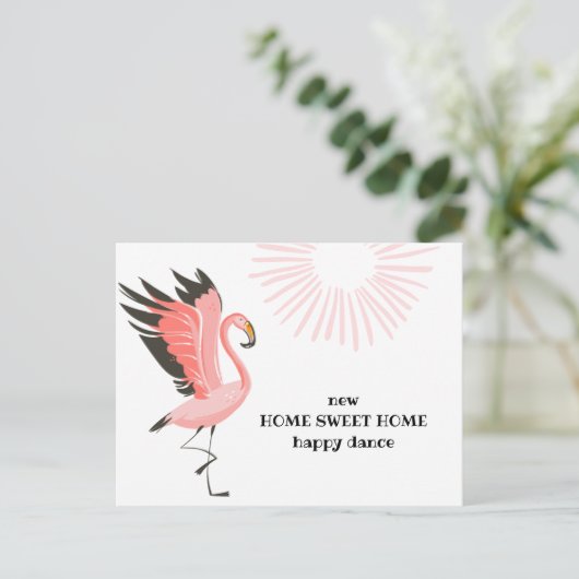 踊りフラミンゴ新しいアドレスの移動 案内ポストカード (スタンド正面)