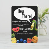 踊りフルーツをテーマにした最初の誕生日カード 招待状 (スタンド正面)