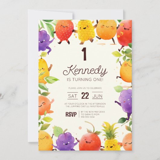 踊りフルーツバースデーパーティー 招待状 (正面)