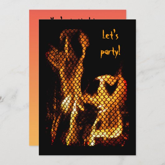 踊りフレイムハロウィーン招待状 招待状 (正面/裏面)