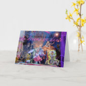 踊りフロググリーティングカード カード (黄色い花)