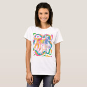 踊りプライドレインボーカラフルアートLGBTQ+ Tシャツ (正面フル)