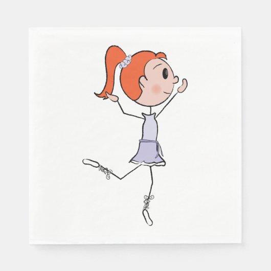 踊りプリンセスかわいいバレリーナスティックフィギュア スタンダードランチョンナプキン (正面)