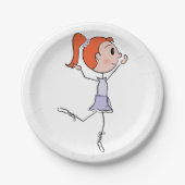 踊りプリンセスかわいいバレリーナスティックフィギュア ペーパープレート (正面)