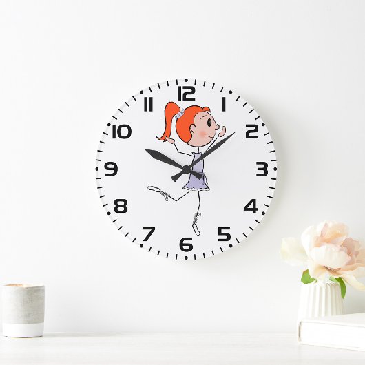 踊りプリンセスかわいいバレリーナスティックフィギュア ラージ壁時計