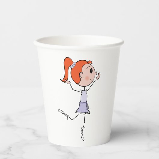 踊りプリンセスかわいいバレリーナスティックフィギュア 紙コップ (正面)