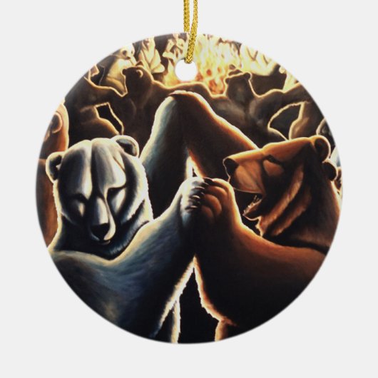 踊りベアオーナメント多文化愛ギフト セラミックオーナメント (正面)