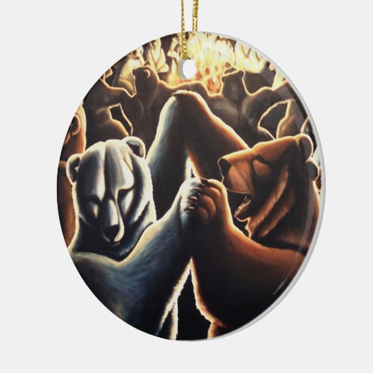 踊りベアオーナメント多文化愛ギフト セラミックオーナメント (左)