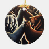踊りベアオーナメント多文化愛ギフト セラミックオーナメント (正面)
